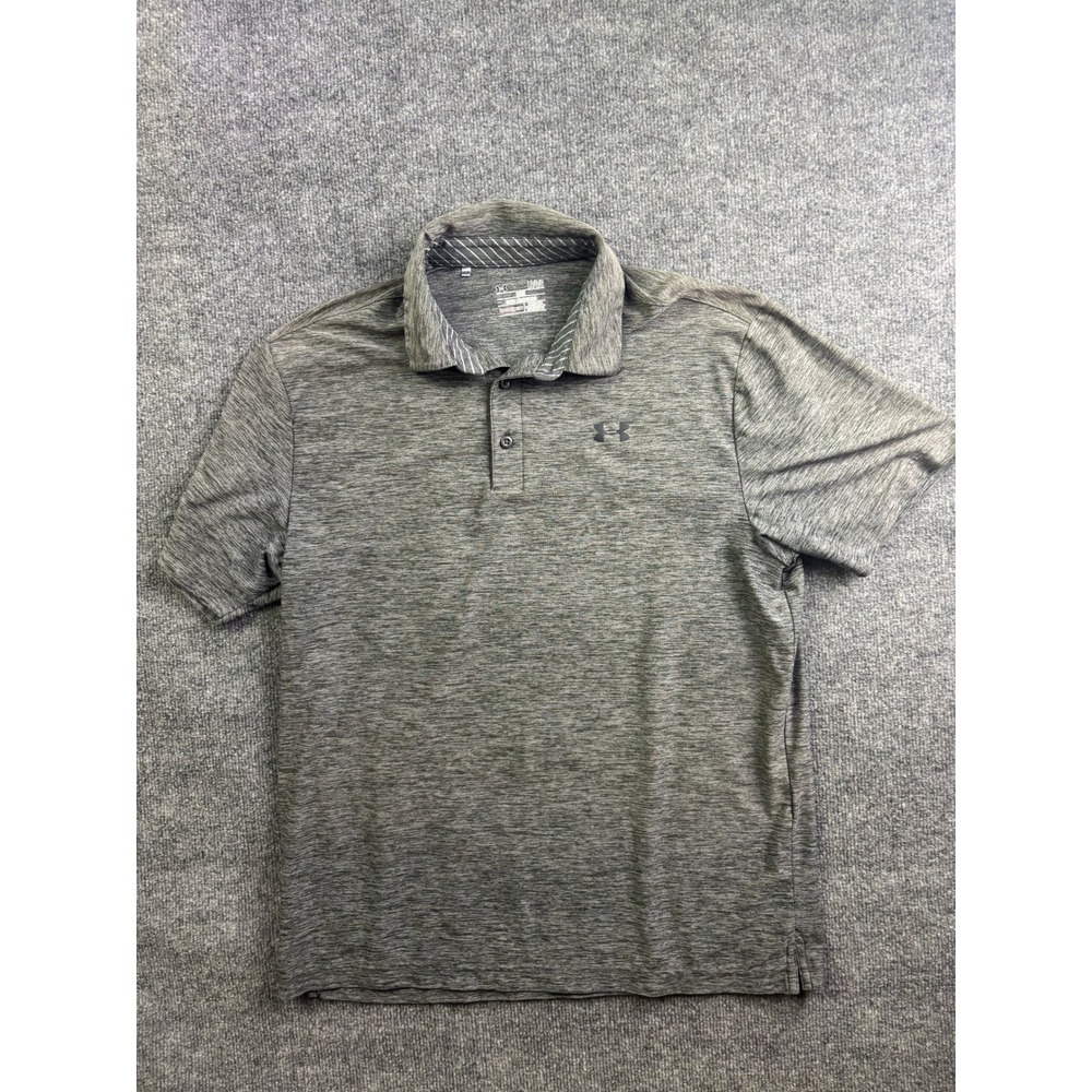 Under Armour Polo Shirt Mens Large Grey HeatGear Space Dye Loose Fit 62214‎